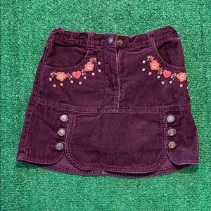 Brown corduroy floral skirt